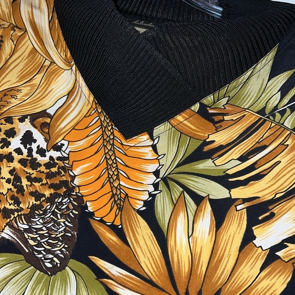 Vintage Ferragamo Jungle Print Tropical Animal Leopard Top Women Size L - Picture 5 of 11